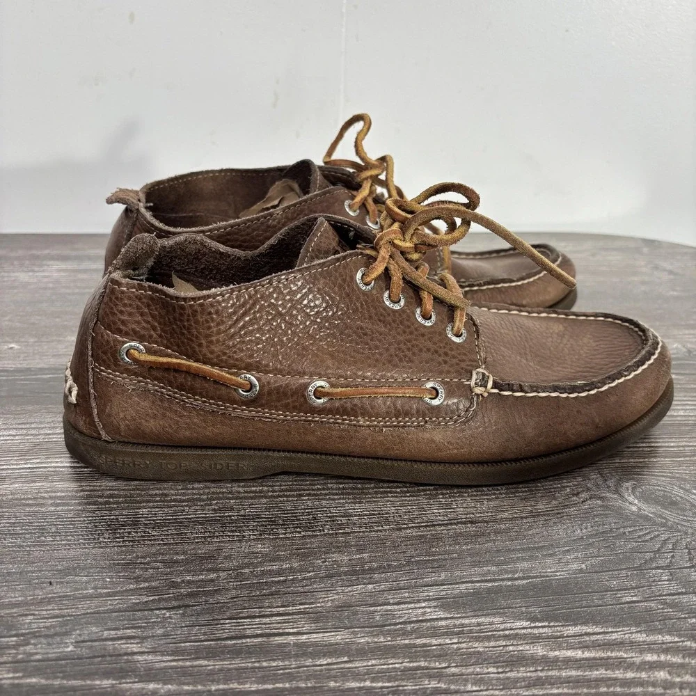 Sperry Top-Sider Boat Shoes Mens Size 10 Brown Leather Casual Nautical STS11630
